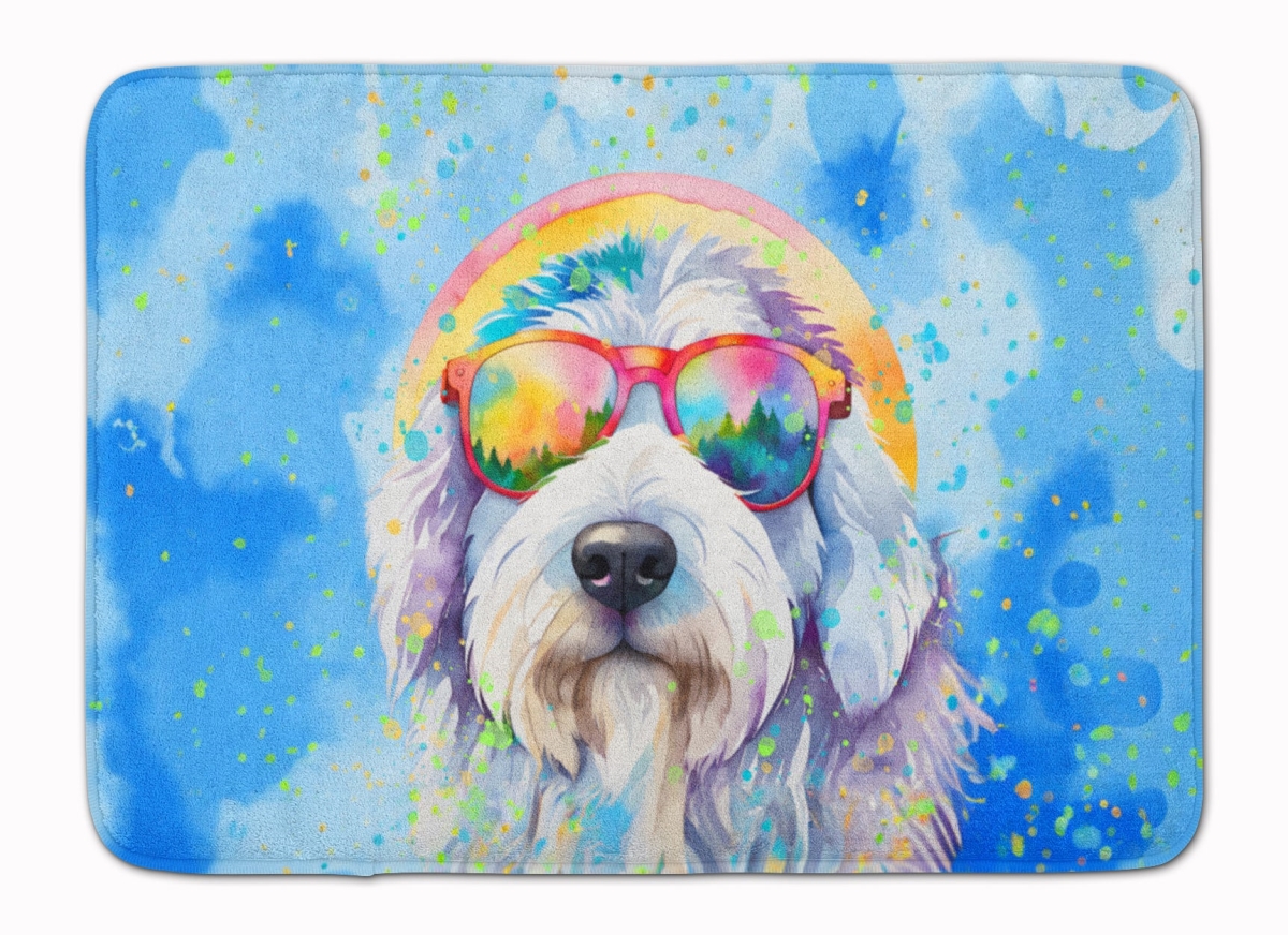 19 x 27 in. Old English Sheepdog Hippie Dawg Memory Foam Kitchen Mat