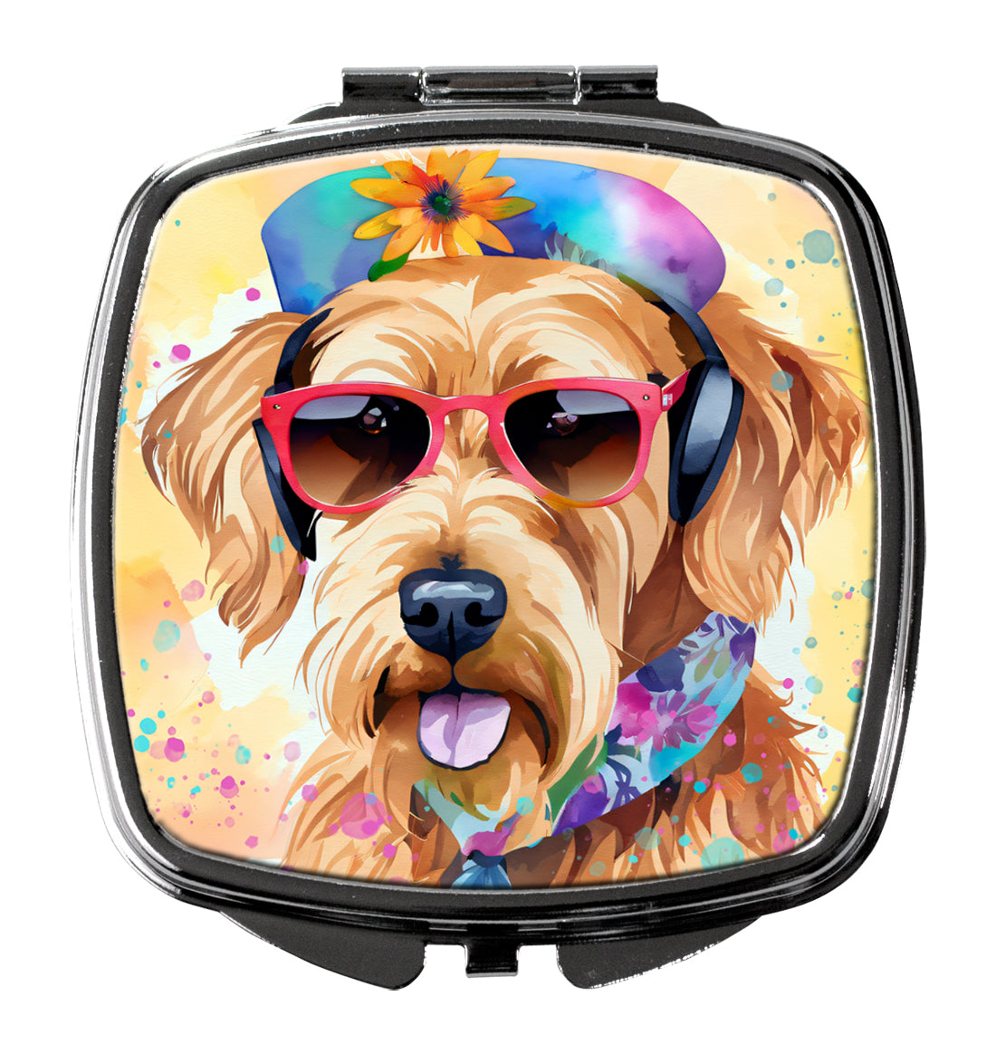 3 x 2.75 in. Airedale Terrier Hippie Dawg Compact Mirror
