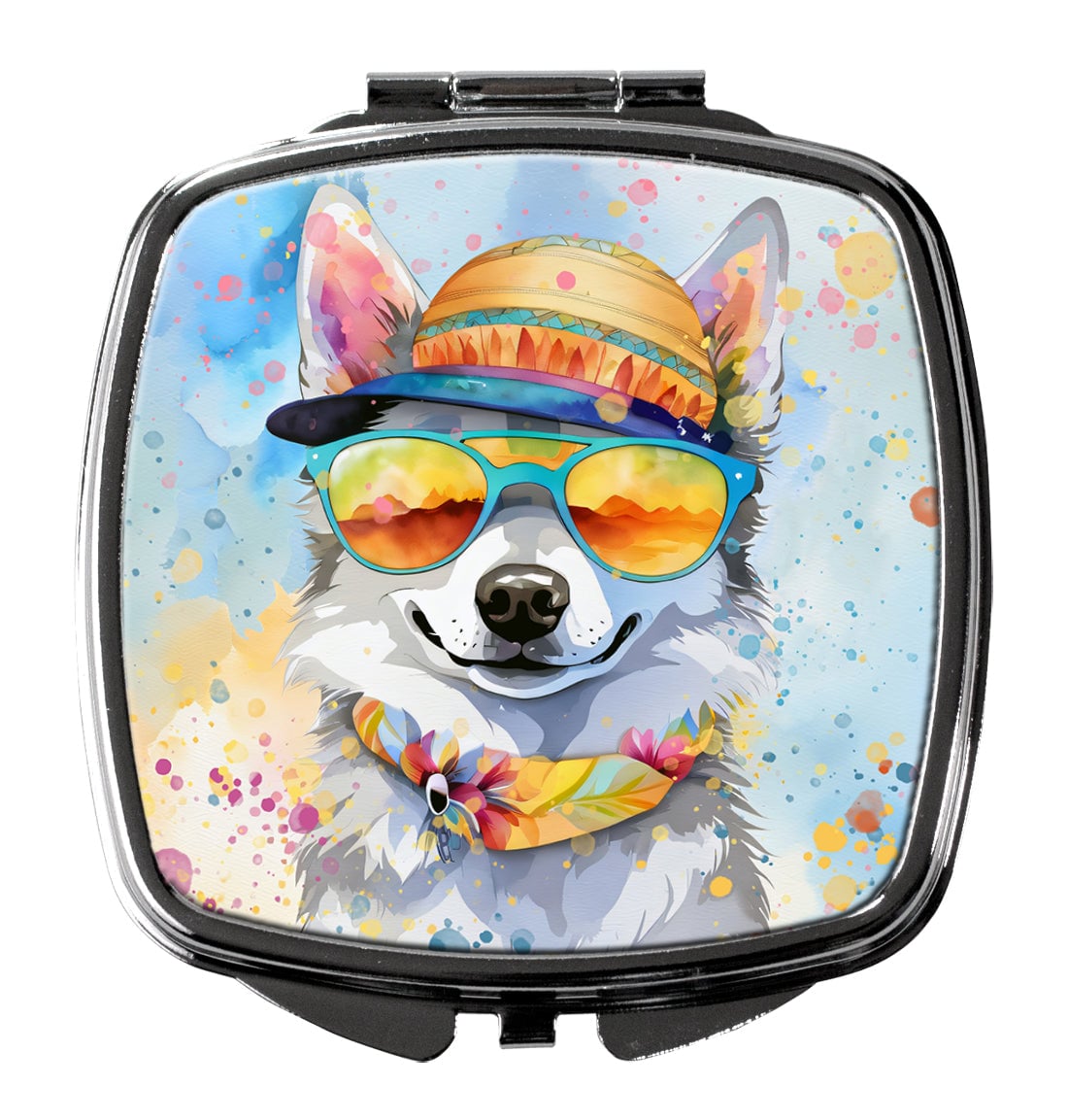 3 x 2.75 in. Alaskan Klee Kai Hippie Dawg Compact Mirror