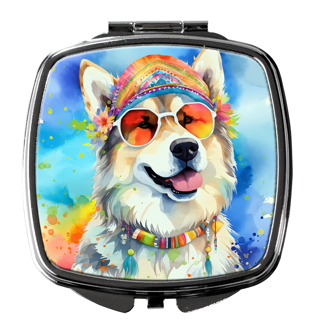 3 x 2.75 in. Alaskan Malamute Hippie Dawg Compact Mirror