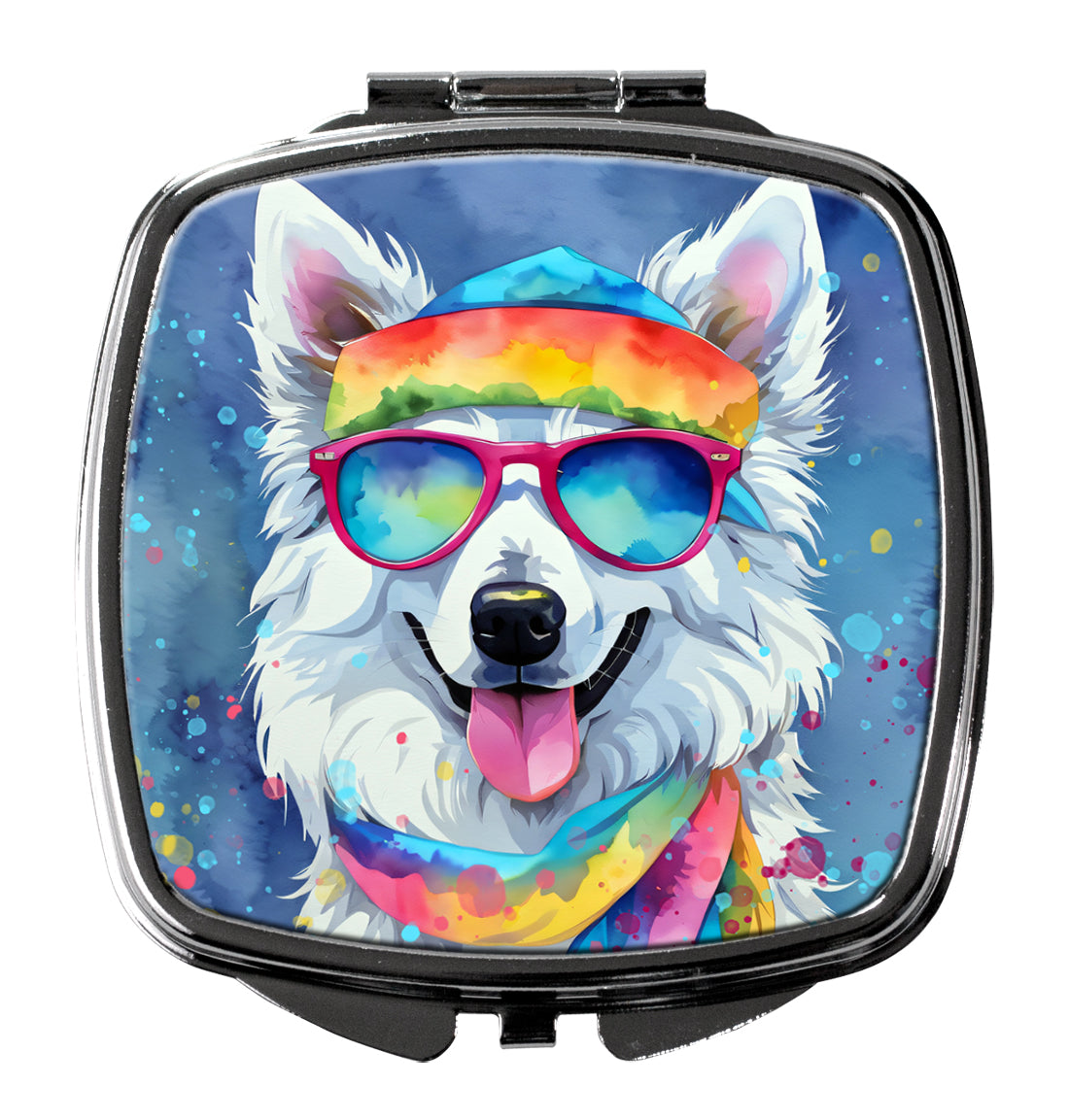 3 x 2.75 in. American Eskimo Hippie Dawg Compact Mirror