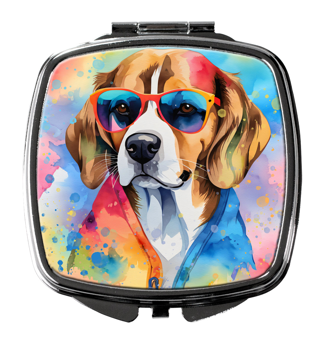 3 x 2.75 in. Beagle Hippie Dawg Compact Mirror