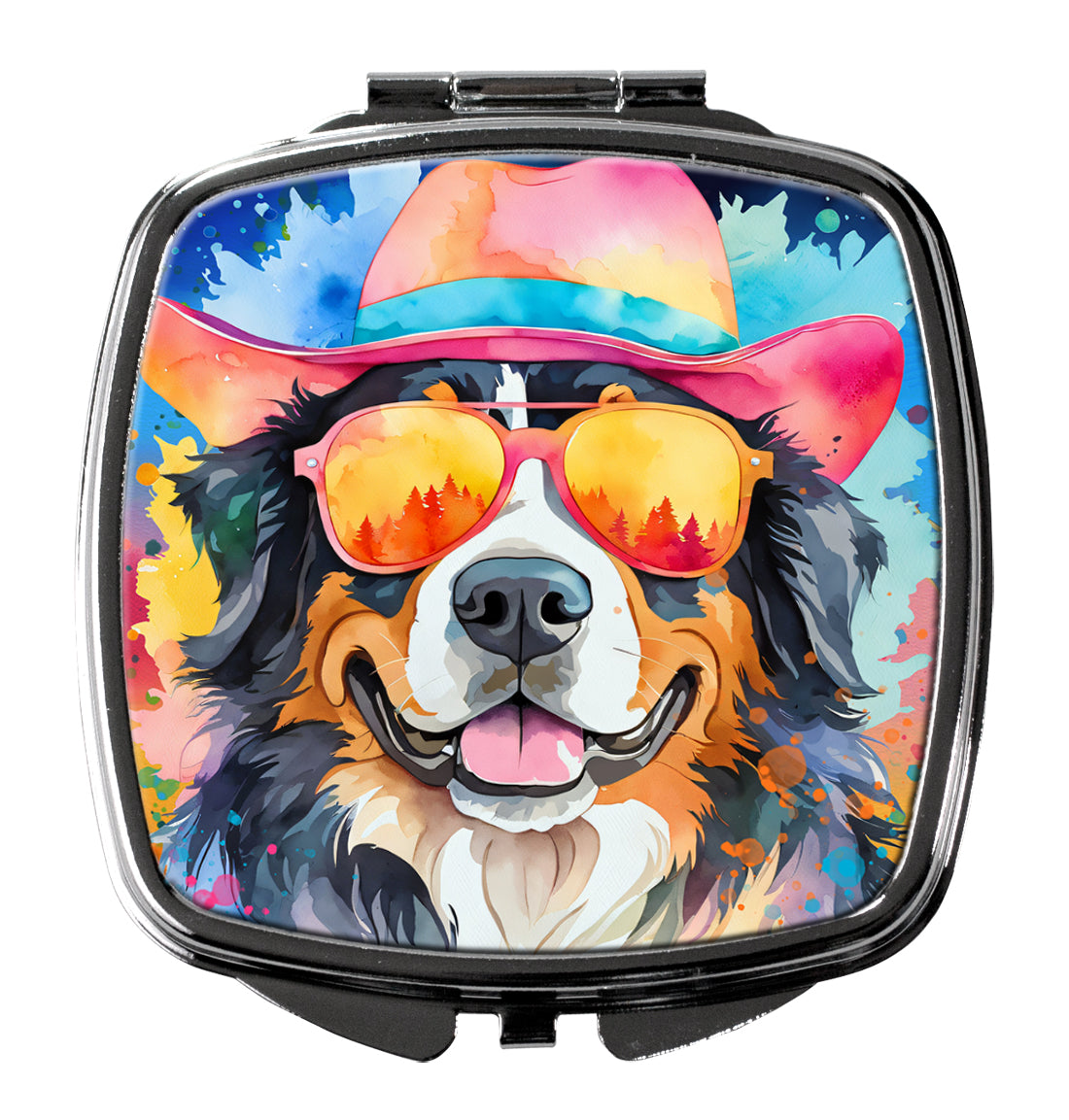 3 x 2.75 in. Bernese Mountain Dog Hippie Dawg Compact Mirror