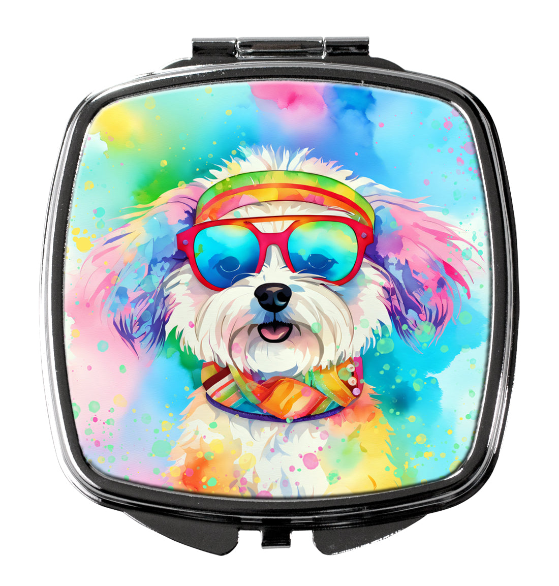 3 x 2.75 in. Bichon Frise Hippie Dawg Compact Mirror
