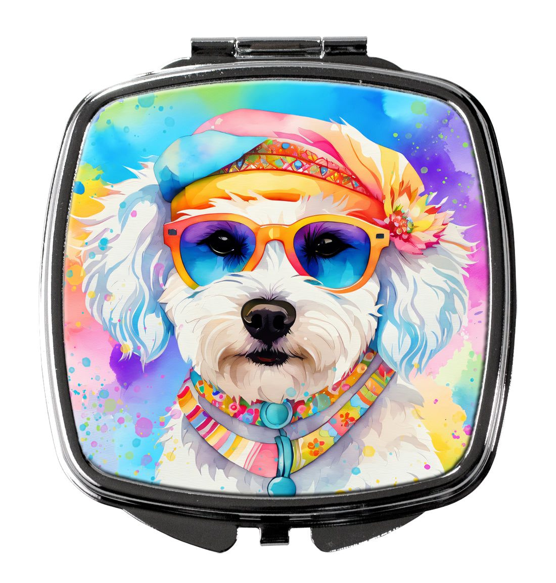 3 x 2.75 in. Bichon Frise Hippie Dawg Compact Mirror