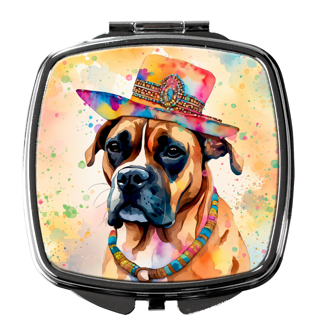 3 x 2.75 in. Boxer Hippie Dawg Compact Mirror