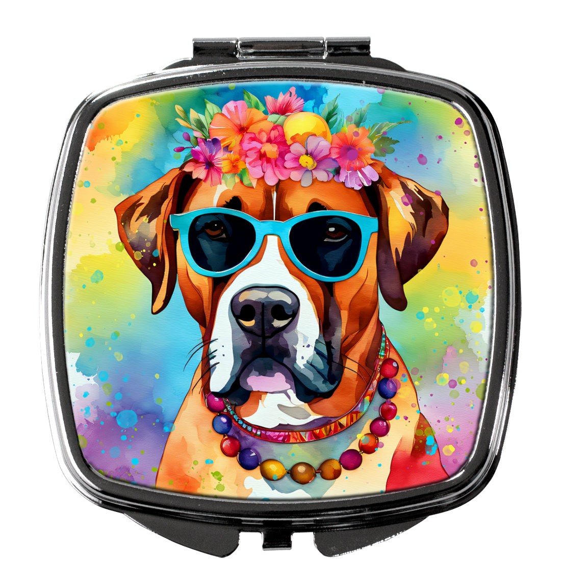3 x 2.75 in. Boxer Hippie Dawg Compact Mirror
