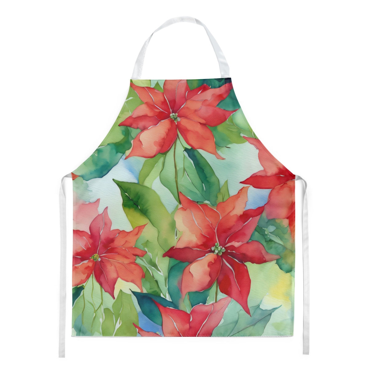 Picture of Carolines Treasures DAC1602APRON 30 x 27 in. Poinsettias in Watercolor Apron