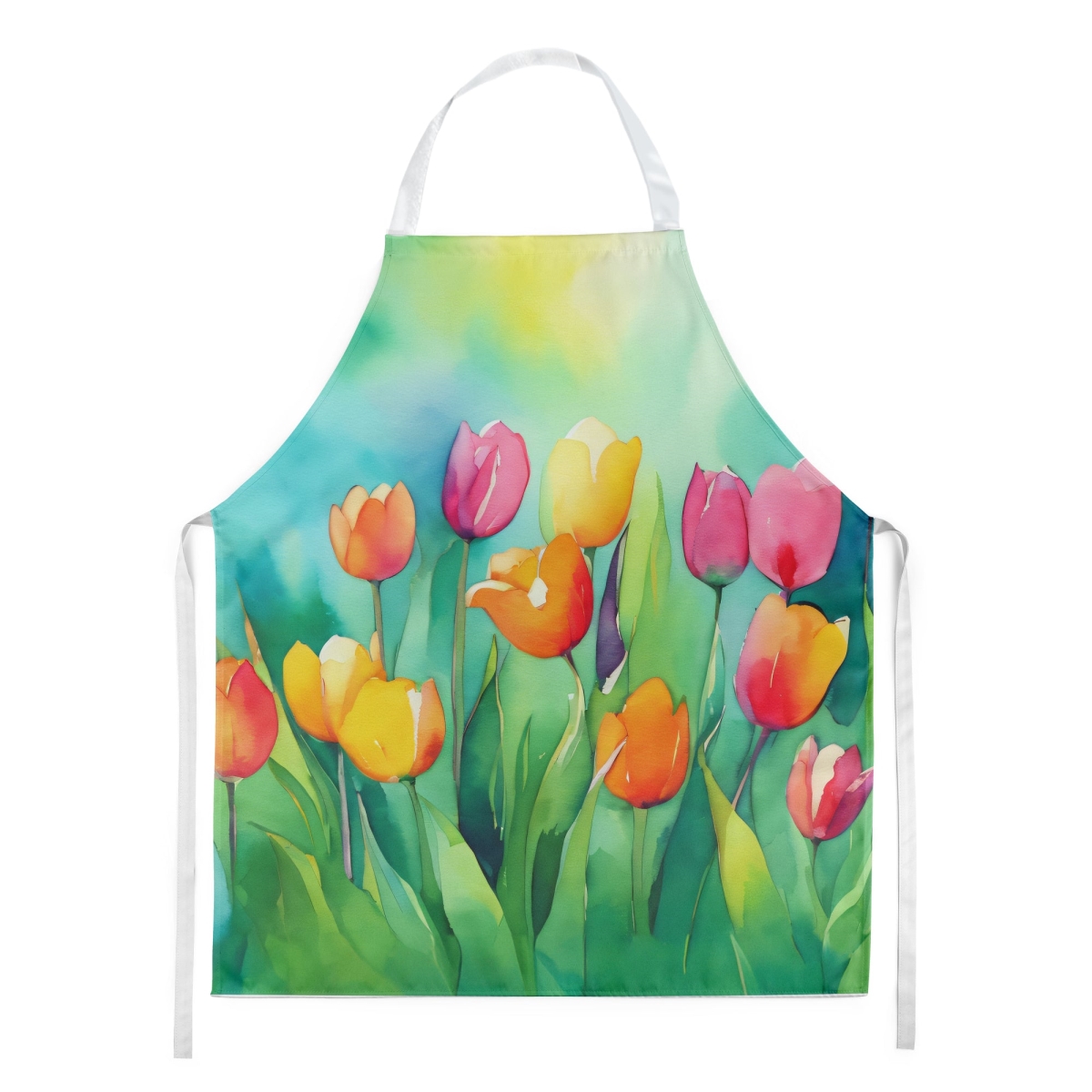 Picture of Carolines Treasures DAC1618APRON 30 x 27 in. Tulips in Watercolor Apron