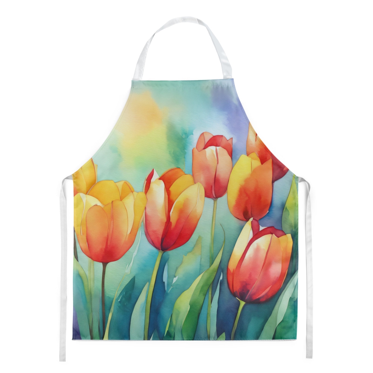 Picture of Carolines Treasures DAC1619APRON 30 x 27 in. Tulips in Watercolor Apron