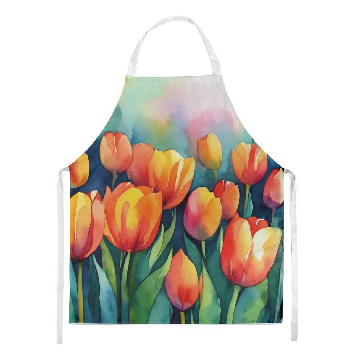 Picture of Carolines Treasures DAC1620APRON 30 x 27 in. Tulips in Watercolor Apron