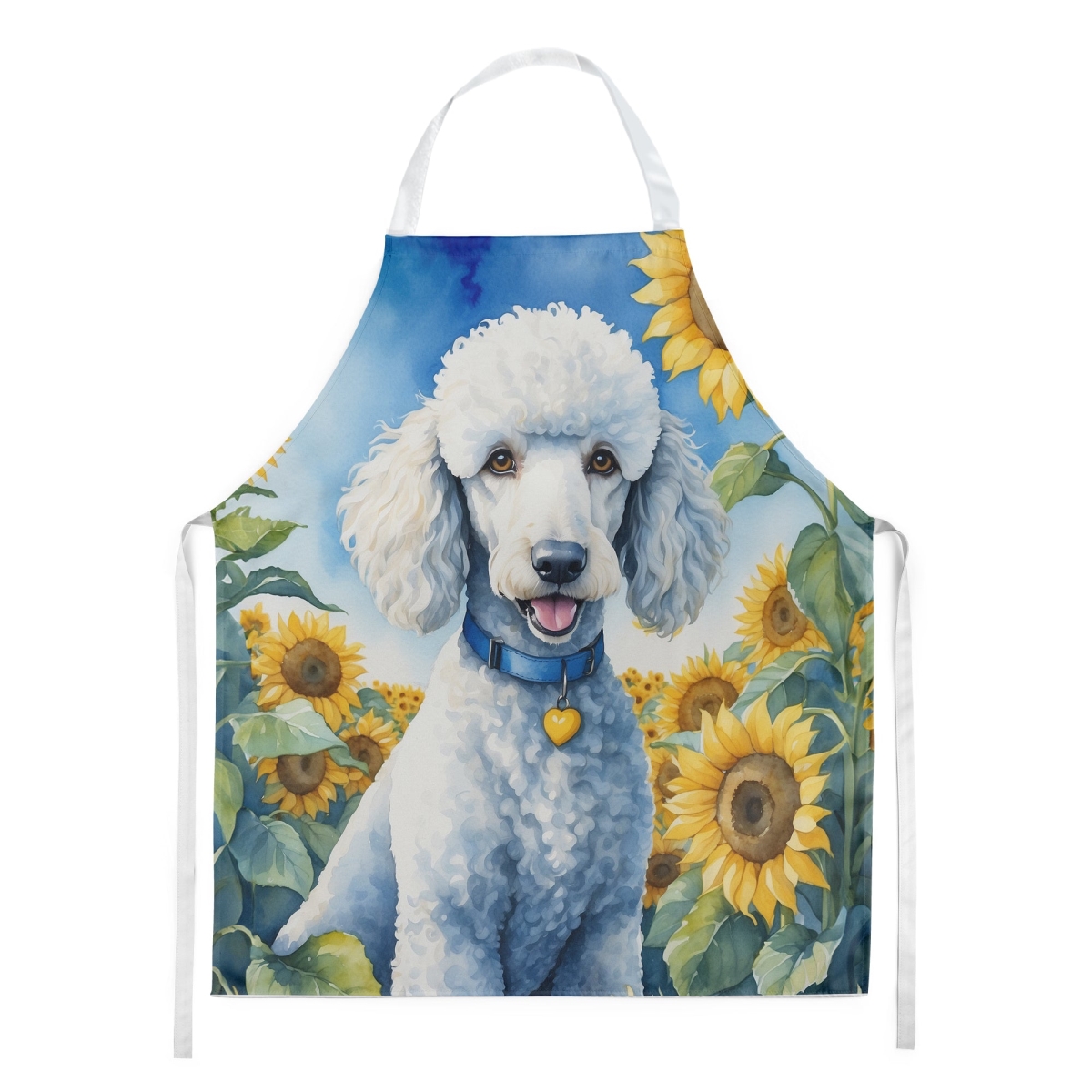 Picture of Carolines Treasures DAC6142APRON 30 x 27 in. White Poodle in Sunflowers Apron
