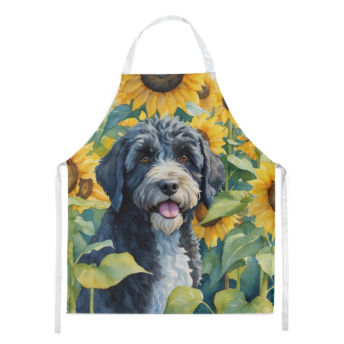 Picture of Carolines Treasures DAC6143APRON 30 x 27 in. Portuguese Water Dog in Sunflowers Apron