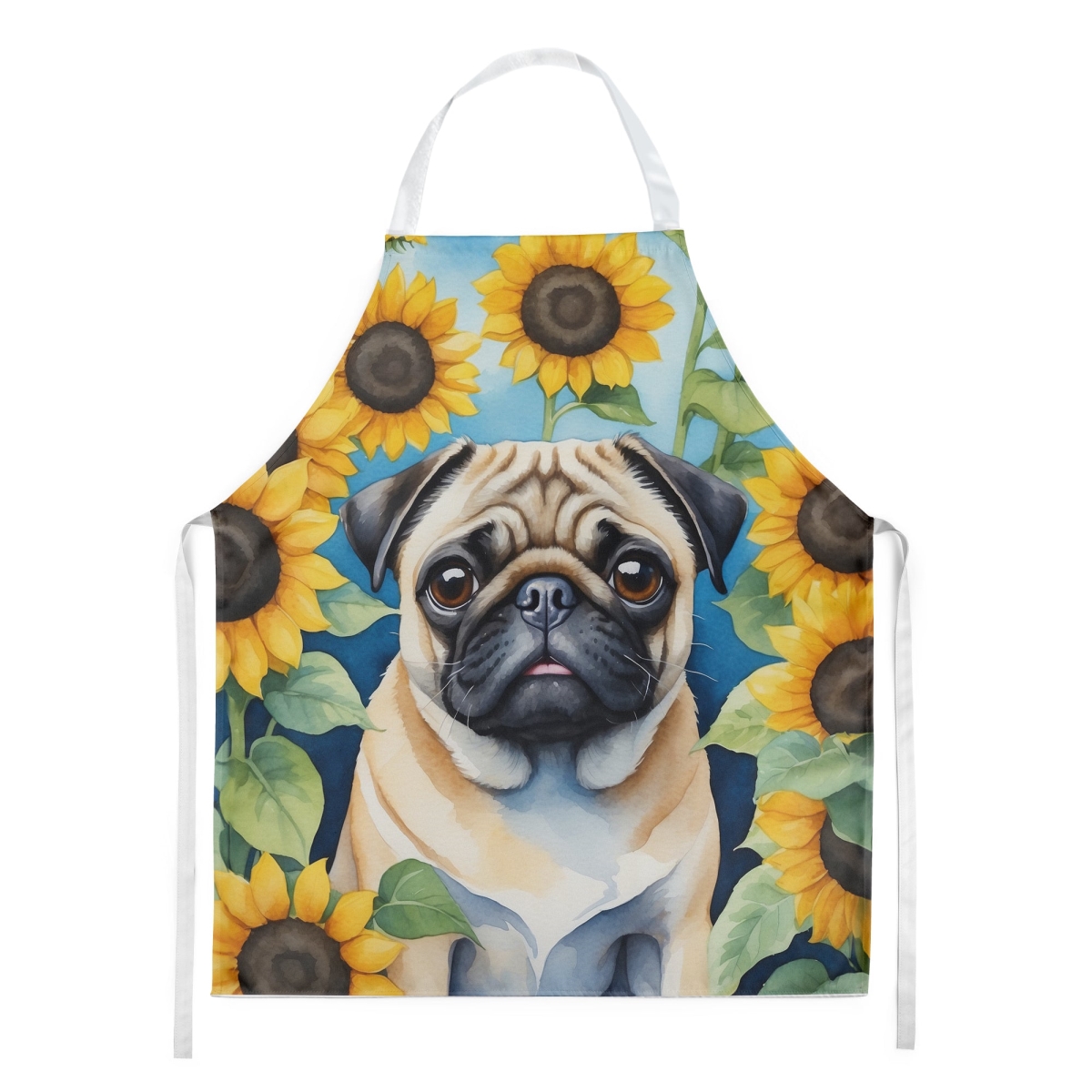 Picture of Carolines Treasures DAC6145APRON 30 x 27 in. Pug in Sunflowers Apron