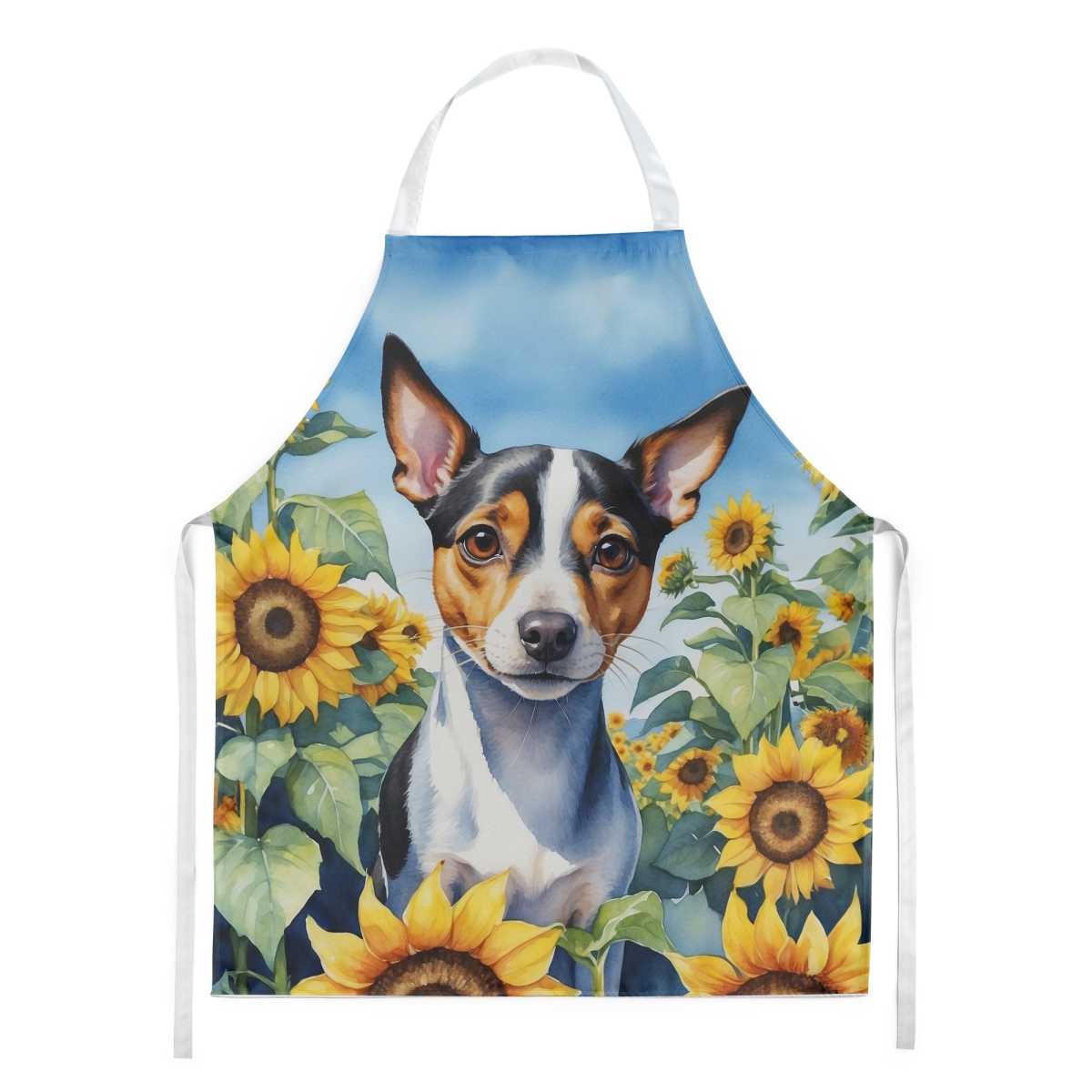 Picture of Carolines Treasures DAC6147APRON 30 x 27 in. Rat Terrier in Sunflowers Apron