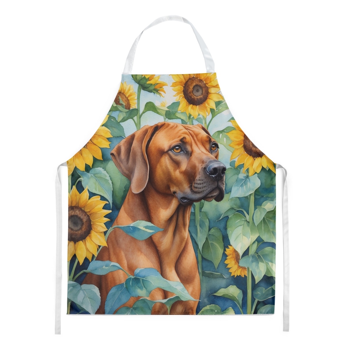 Picture of Carolines Treasures DAC6149APRON 30 x 27 in. Rhodesian Ridgeback in Sunflowers Apron