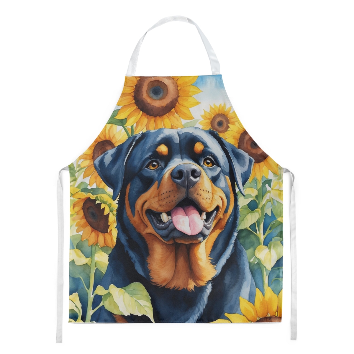 Picture of Carolines Treasures DAC6150APRON 30 x 27 in. Rottweiler in Sunflowers Apron