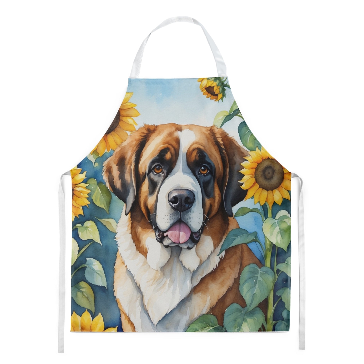 Picture of Carolines Treasures DAC6151APRON 30 x 27 in. Saint Bernard in Sunflowers Apron