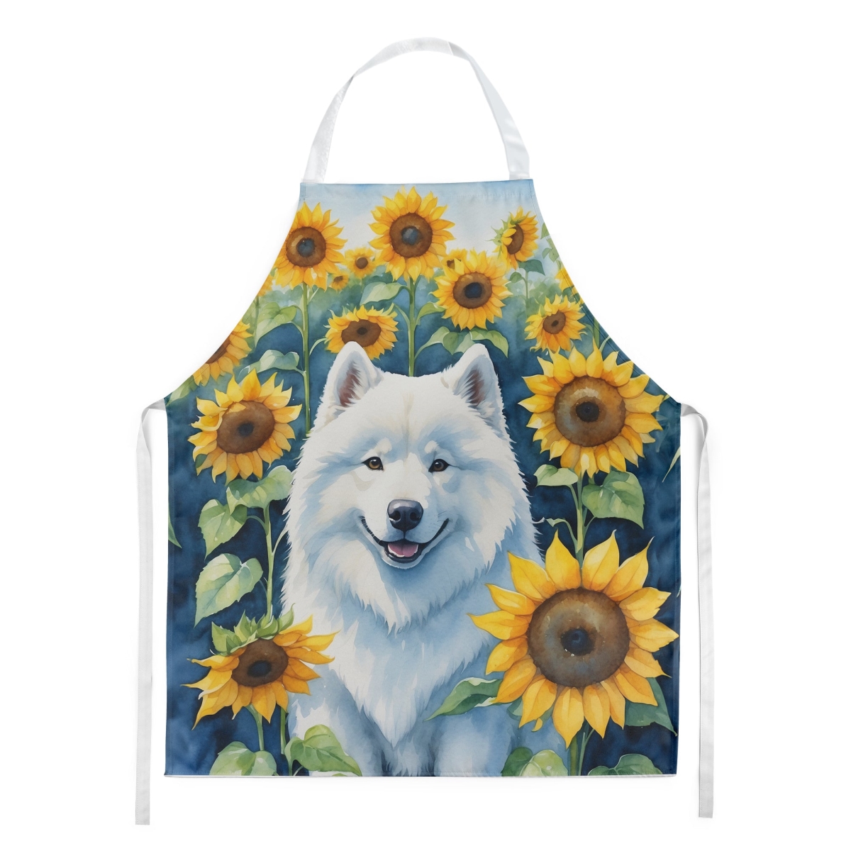 Picture of Carolines Treasures DAC6154APRON 30 x 27 in. Samoyed in Sunflowers Apron