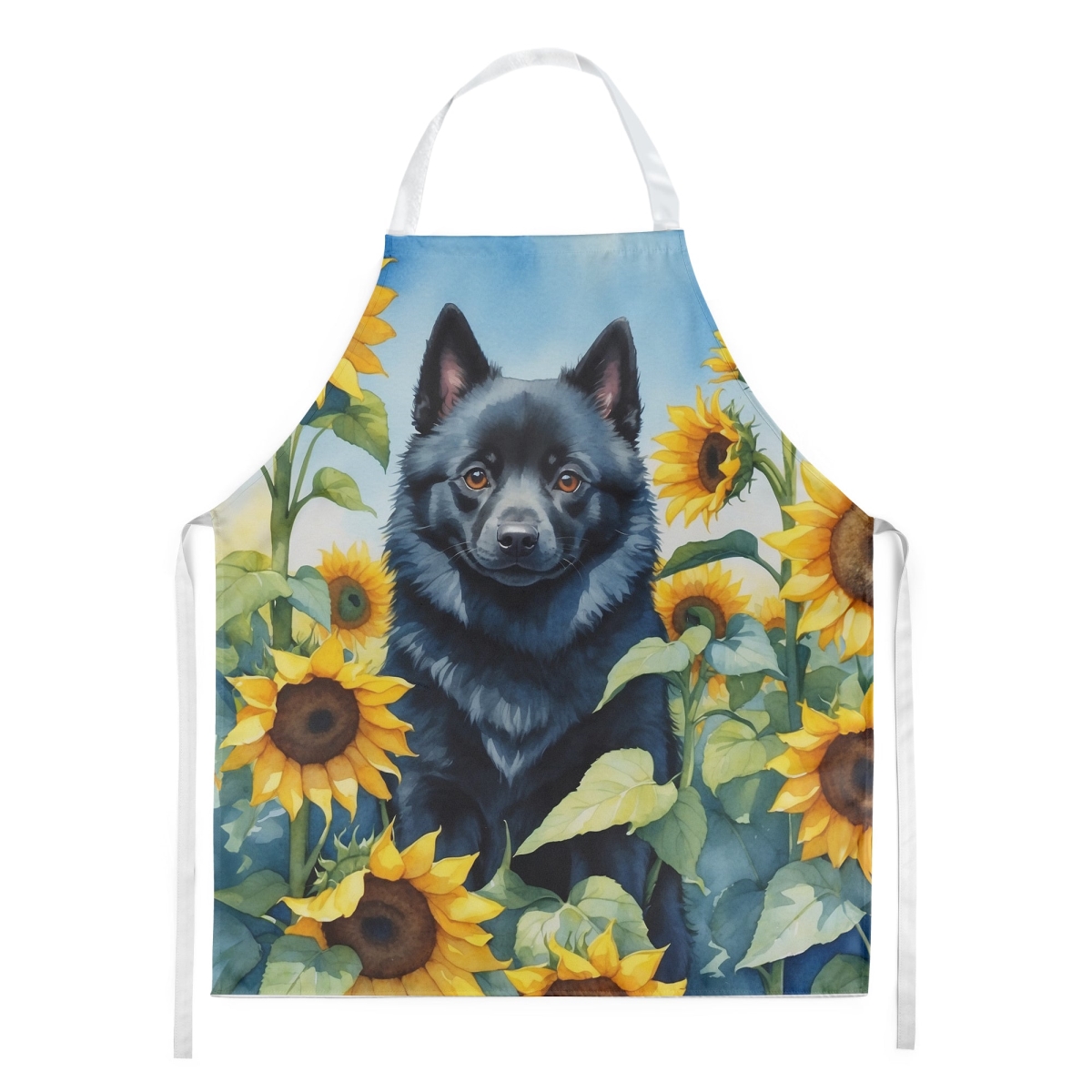 Picture of Carolines Treasures DAC6155APRON 30 x 27 in. Schipperke in Sunflowers Apron