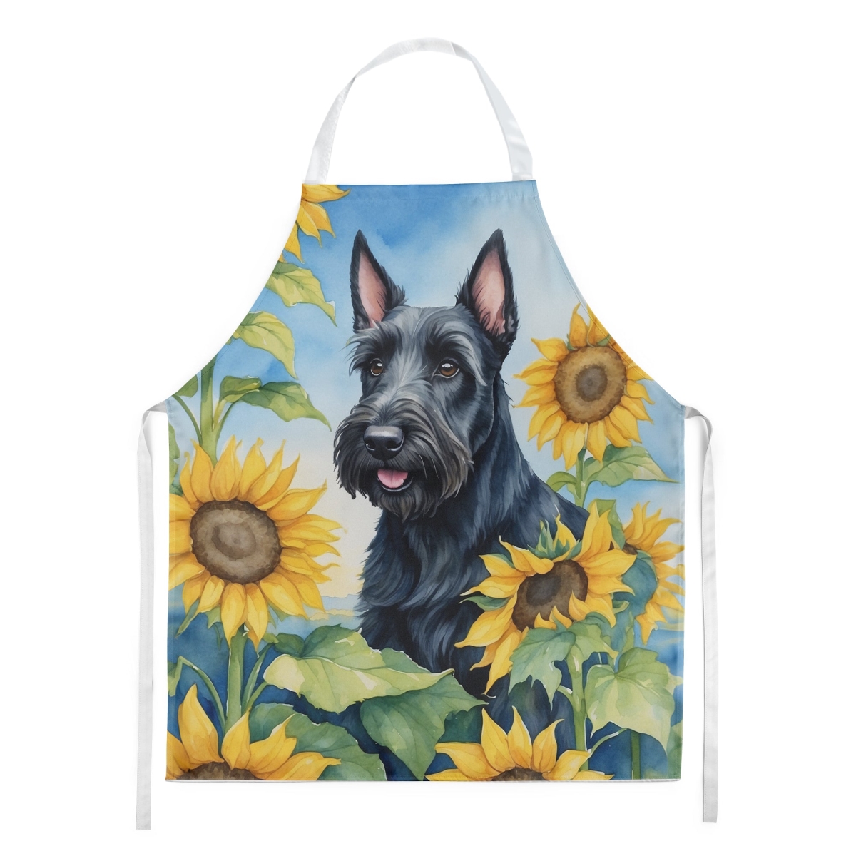 Picture of Carolines Treasures DAC6158APRON 30 x 27 in. Scottish Terrier in Sunflowers Apron
