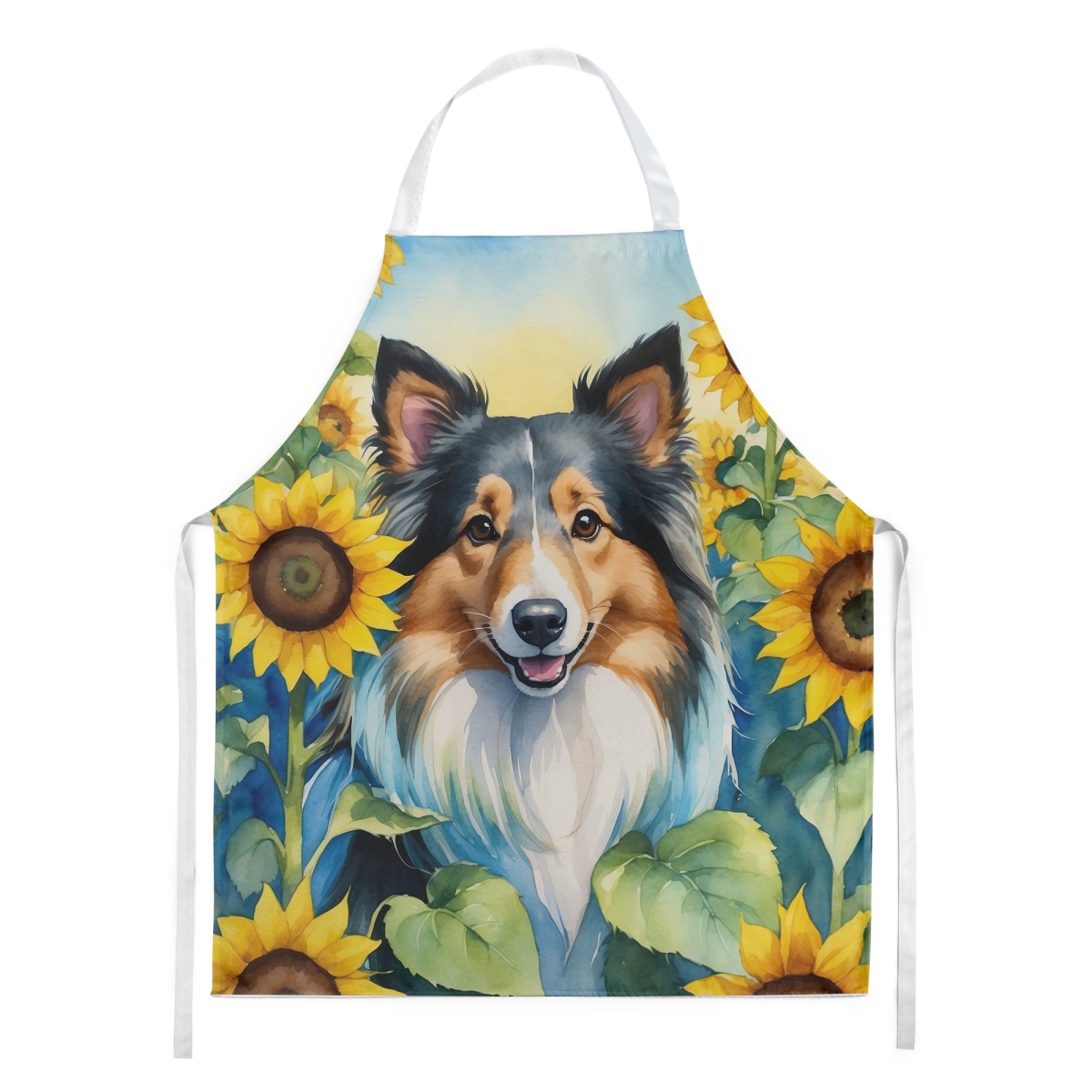 Picture of Carolines Treasures DAC6160APRON 30 x 27 in. Sheltie in Sunflowers Apron