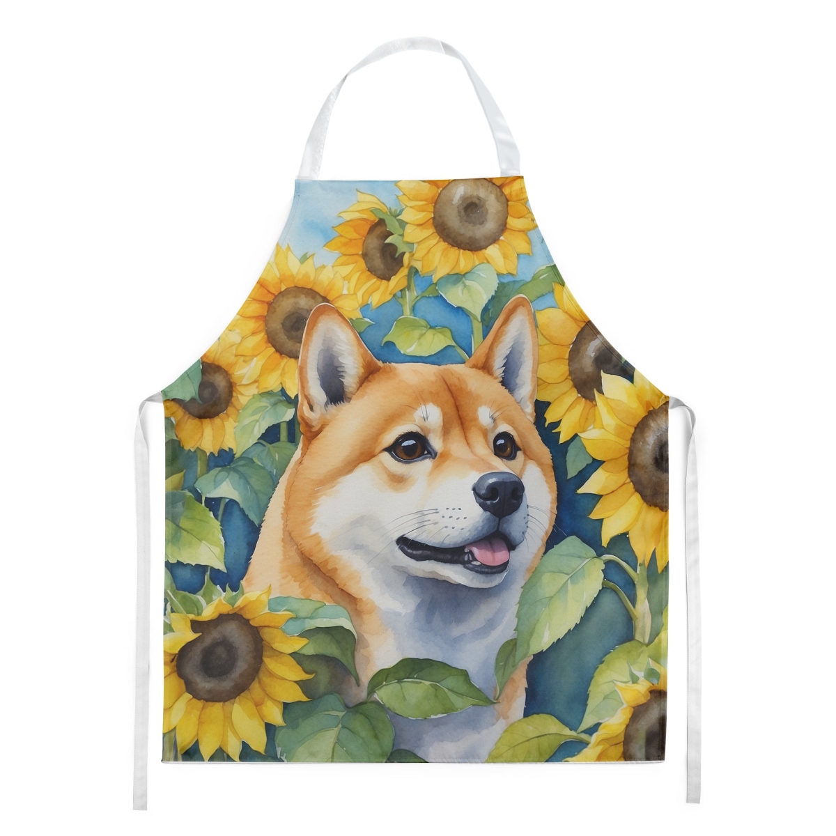 Picture of Carolines Treasures DAC6161APRON 30 x 27 in. Shiba Inu in Sunflowers Apron