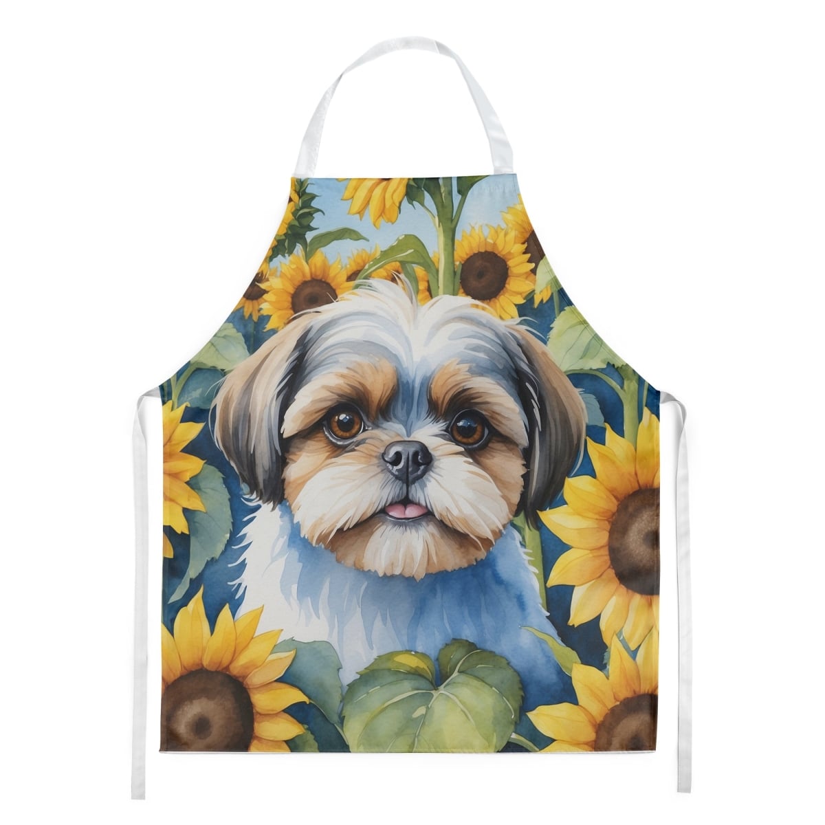 Picture of Carolines Treasures DAC6162APRON 30 x 27 in. Shih Tzu in Sunflowers Apron
