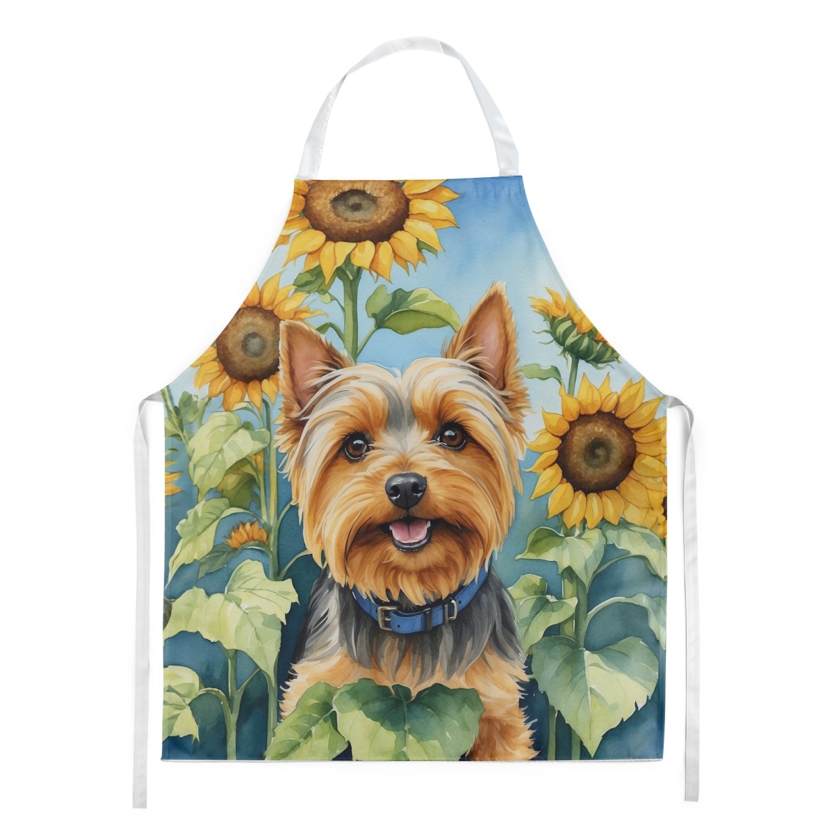 Picture of Carolines Treasures DAC6165APRON 30 x 27 in. Silky Terrier in Sunflowers Apron