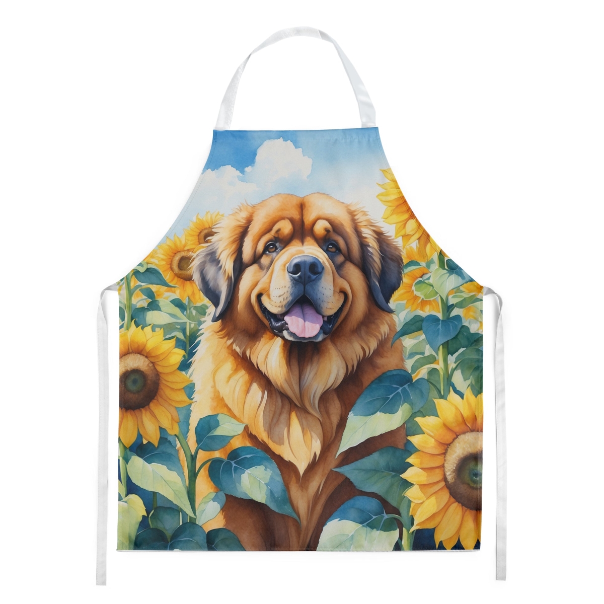 Picture of Carolines Treasures DAC6166APRON 30 x 27 in. Tibetan Mastiff in Sunflowers Apron