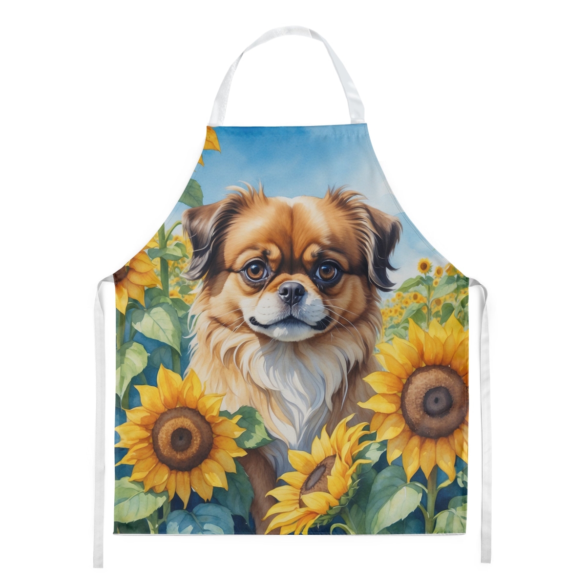 Picture of Carolines Treasures DAC6167APRON 30 x 27 in. Tibetan Spaniel in Sunflowers Apron