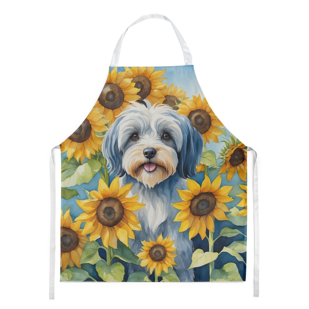 Picture of Carolines Treasures DAC6168APRON 30 x 27 in. Tibetan Terrier in Sunflowers Apron