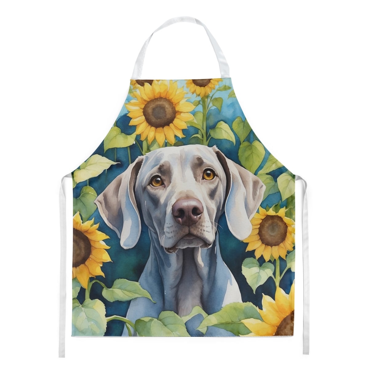 Picture of Carolines Treasures DAC6170APRON 30 x 27 in. Weimaraner in Sunflowers Apron