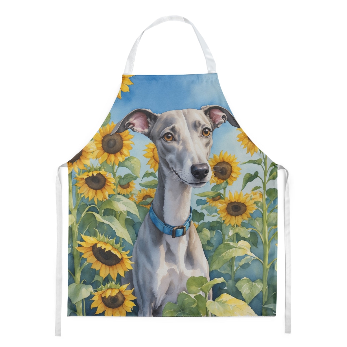 Picture of Carolines Treasures DAC6176APRON 30 x 27 in. Whippet in Sunflowers Apron
