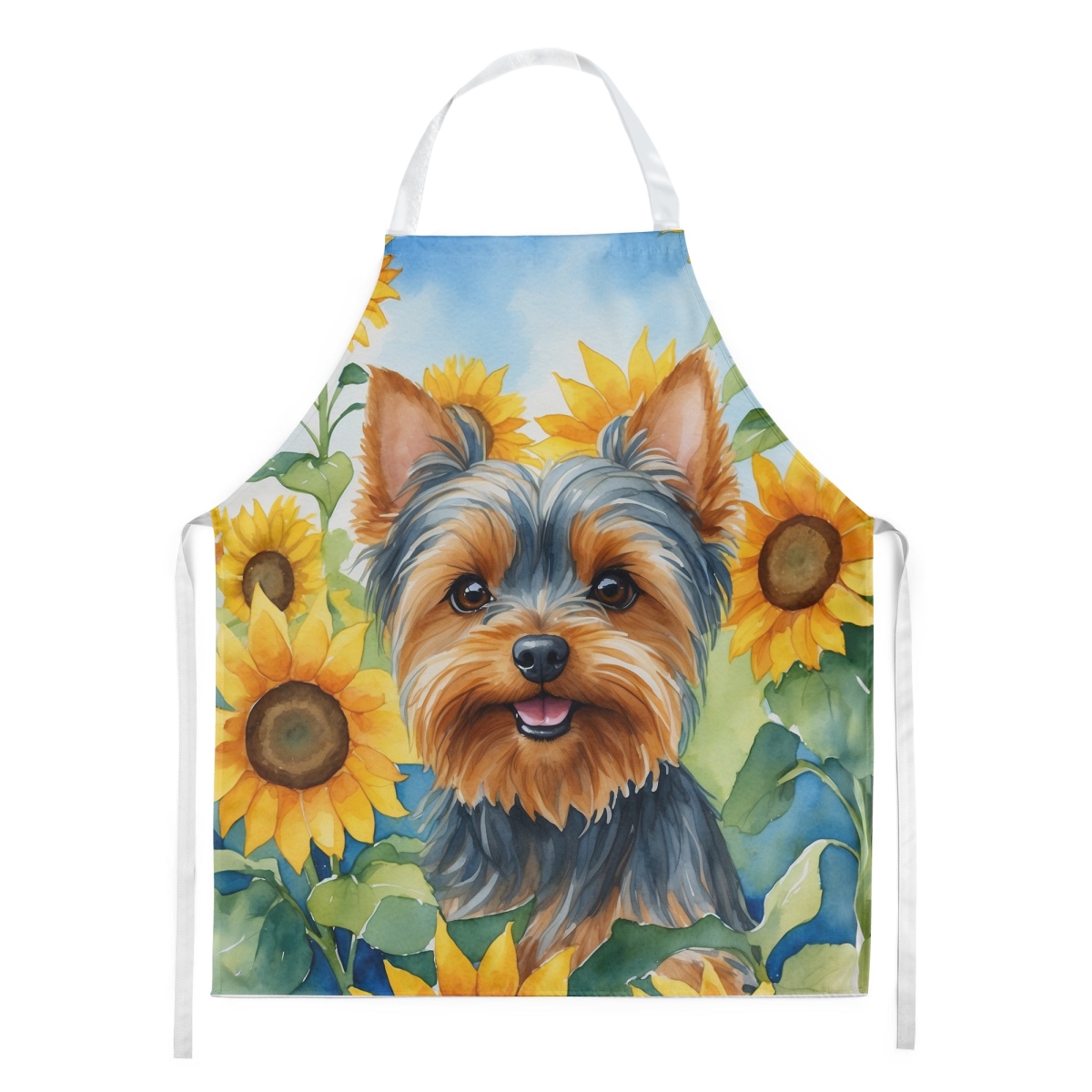 Picture of Carolines Treasures DAC6178APRON 30 x 27 in. Yorkshire Terrier in Sunflowers Apron