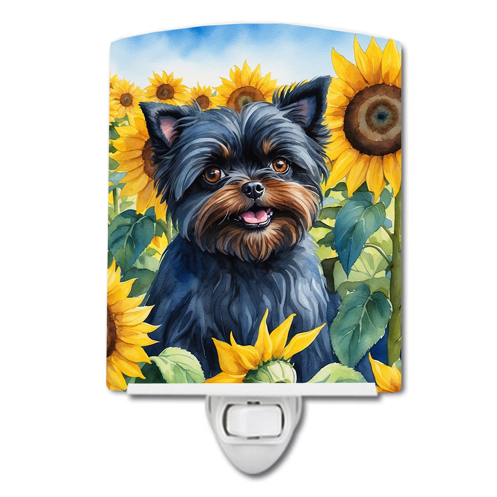 6 x 4 in. Affenpinscher in Sunflowers Ceramic Night Light