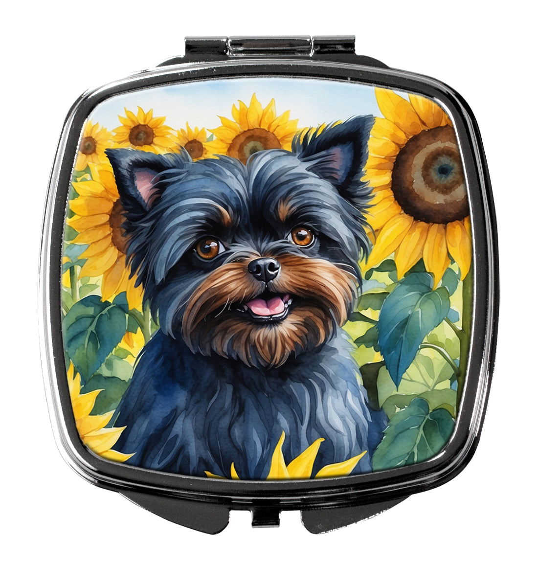 3 x 2.75 in. Affenpinscher in Sunflowers Compact Mirror