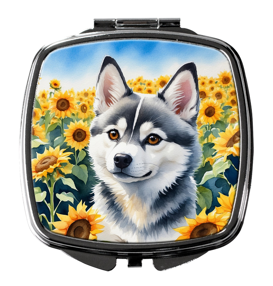 3 x 2.75 in. Alaskan Klee Kai in Sunflowers Compact Mirror