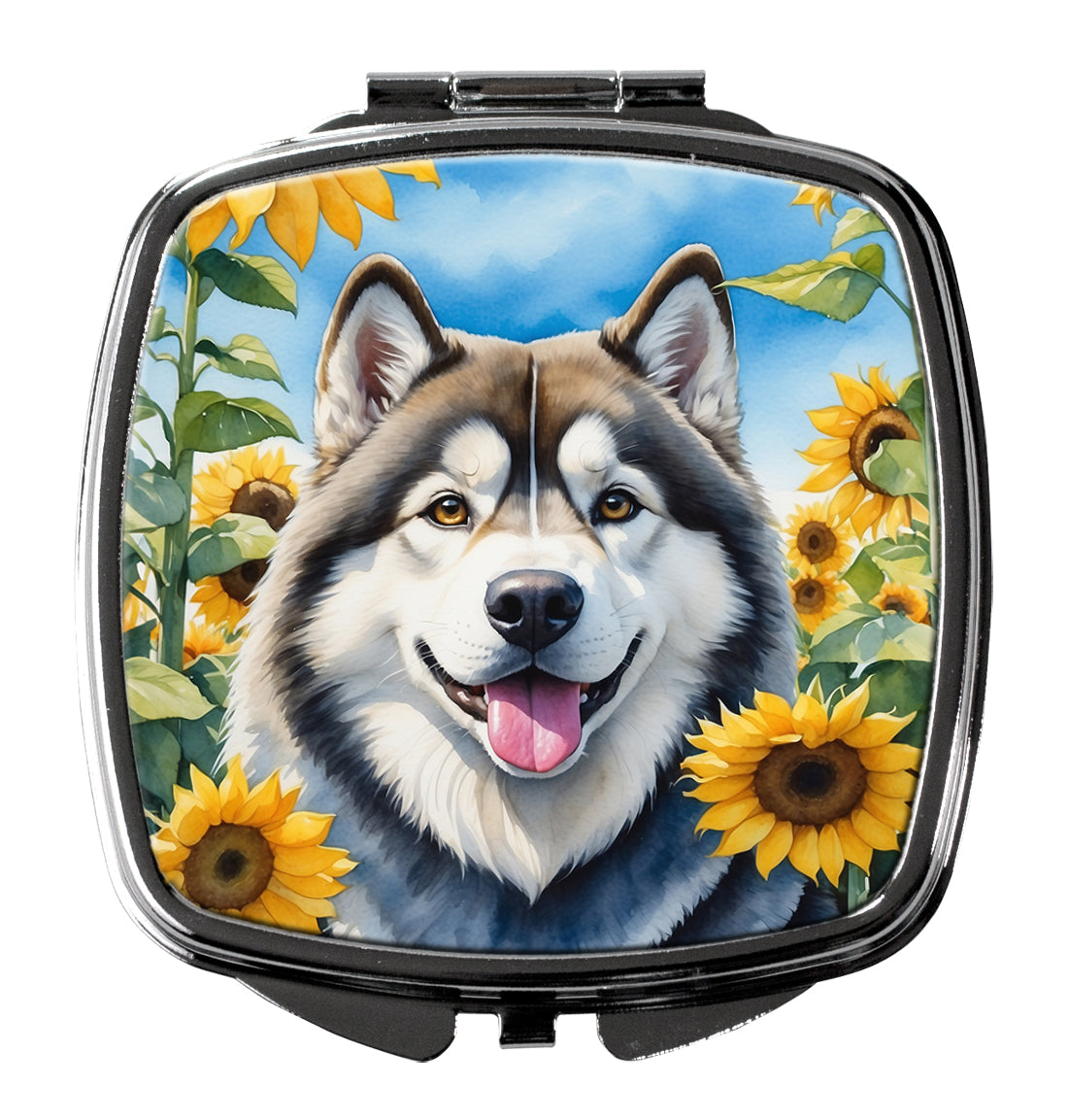 3 x 2.75 in. Alaskan Malamute in Sunflowers Compact Mirror