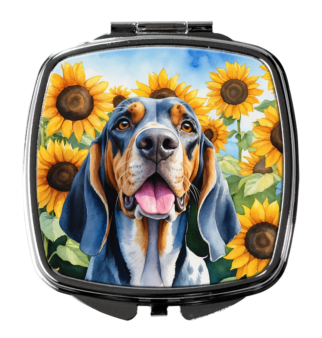 3 x 2.75 in. American English Coonhound in Sunflowers Compact Mirror