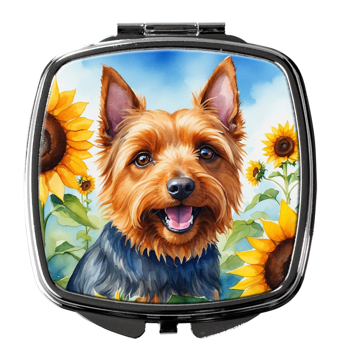3 x 2.75 in. Australian Terrier in Sunflowers Compact Mirror