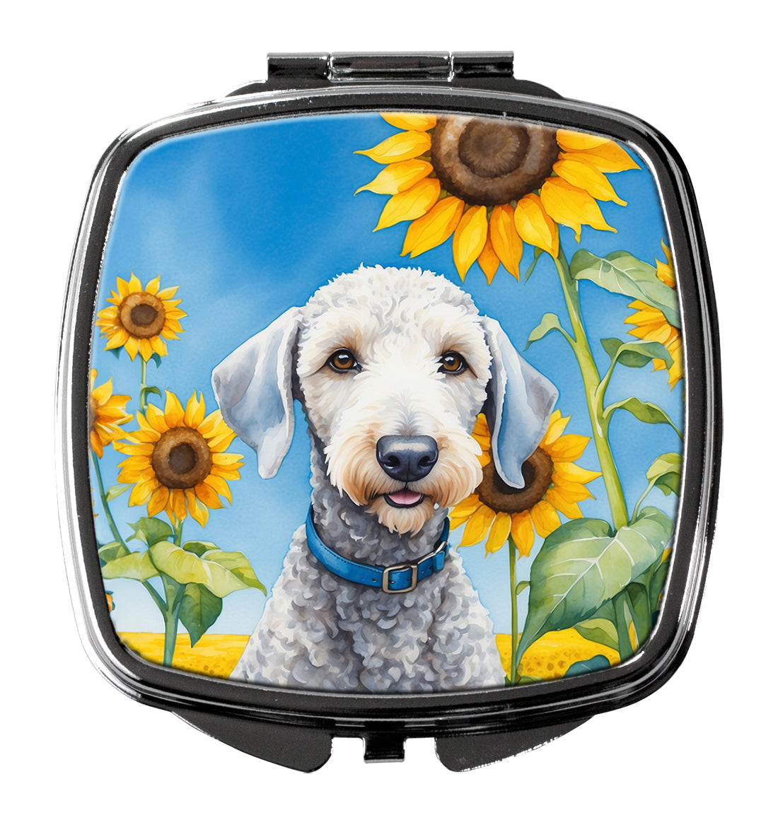 3 x 2.75 in. Bedlington Terrier in Sunflowers Compact Mirror