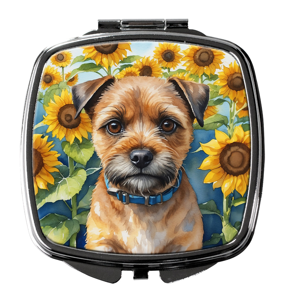 DAC6033SCM 3 x 2.75 in. Border Terrier in Sunflowers Compact Mirror