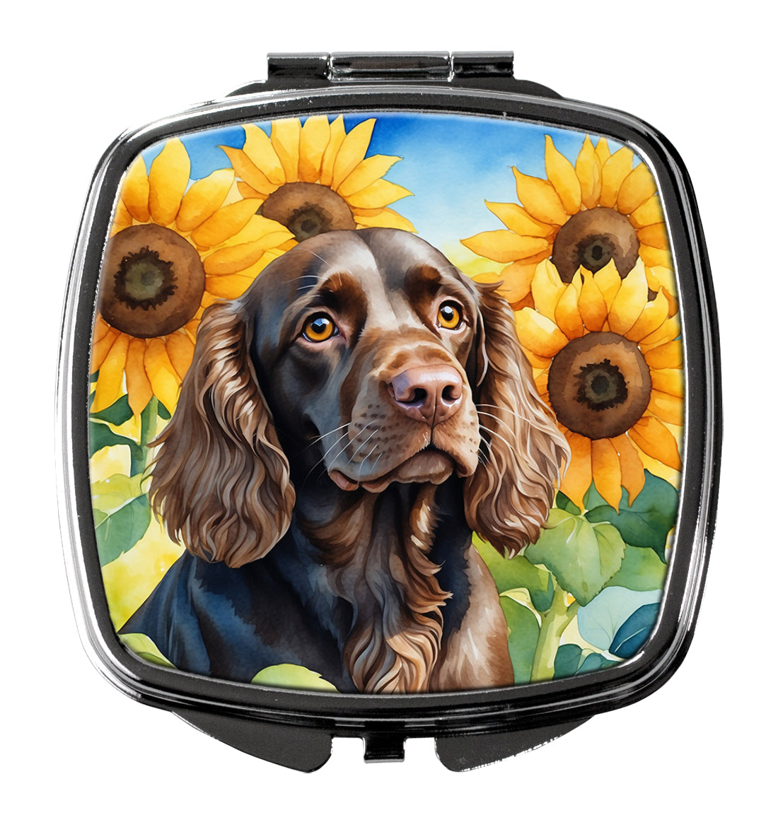 3 x 2.75 in. Boykin Spaniel in Sunflowers Compact Mirror