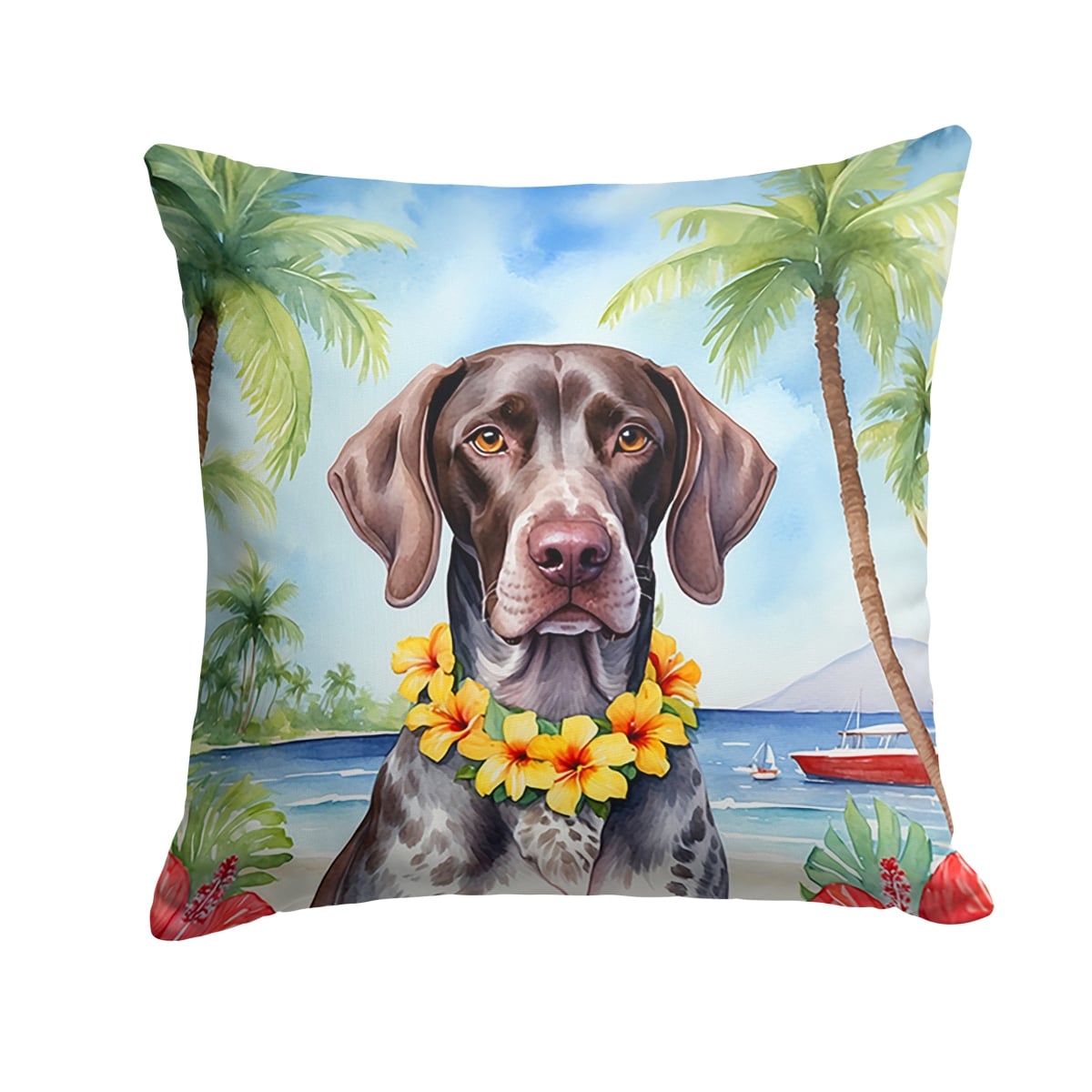 14 x 14 in. German Shorthaired Pointer Luau Throw Pillow