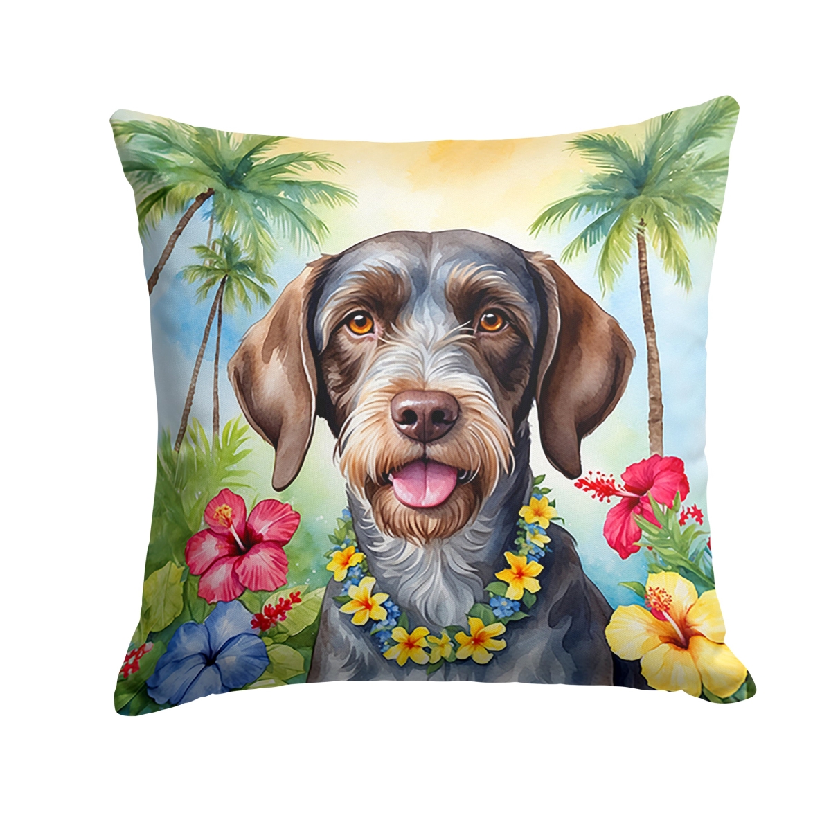 14 x 14 in. German Wirehaired Pointer Luau Throw Pillow