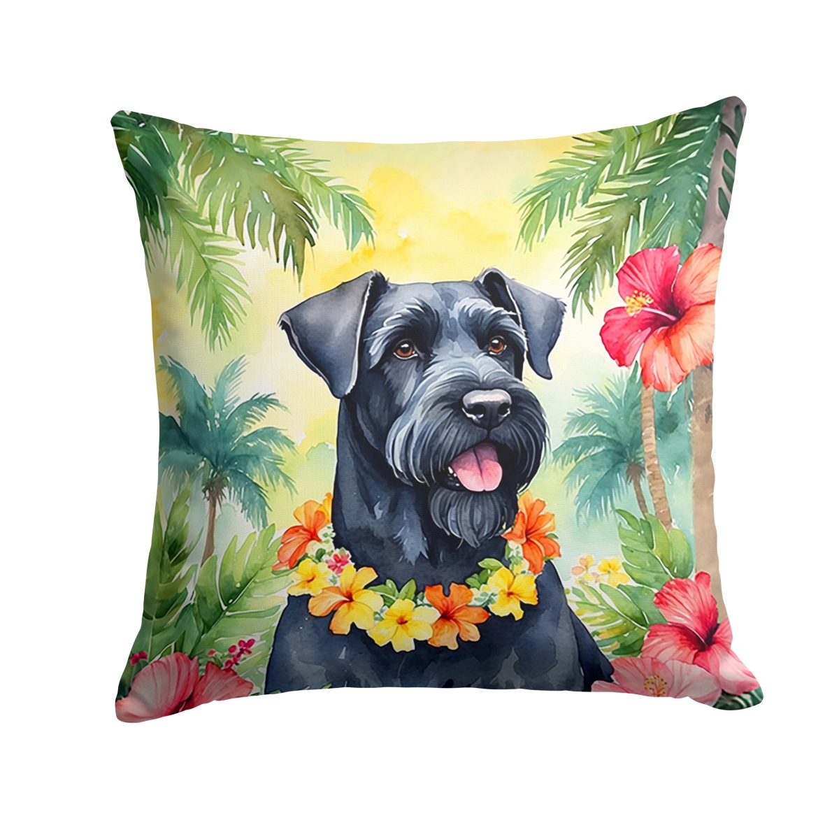 14 x 14 in. Giant Schnauzer Luau Throw Pillow