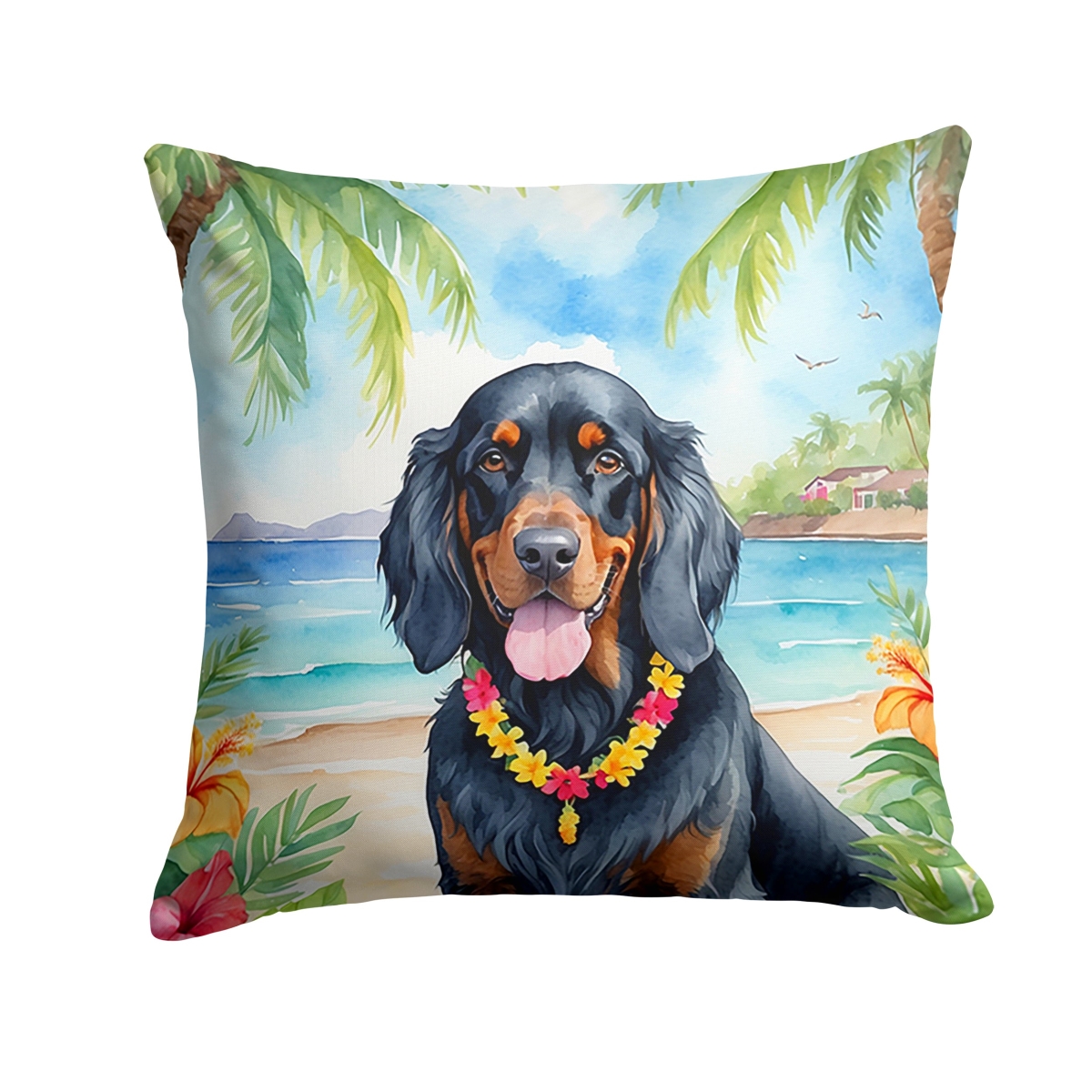 14 x 14 in. Gordon Setter Luau Throw Pillow