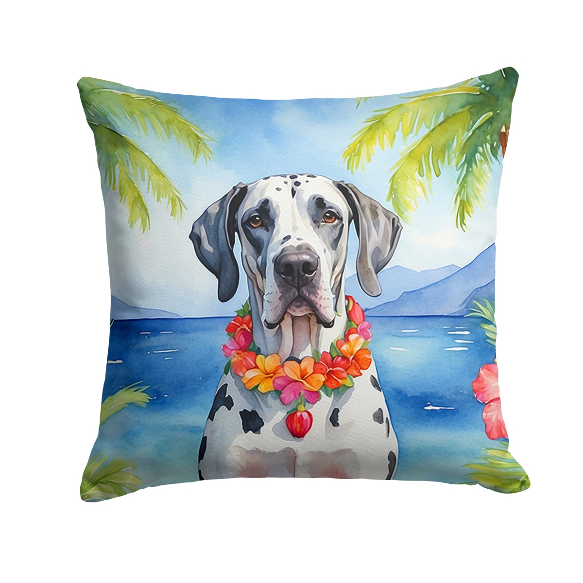 14 x 14 in. Great Dane Luau Throw Pillow
