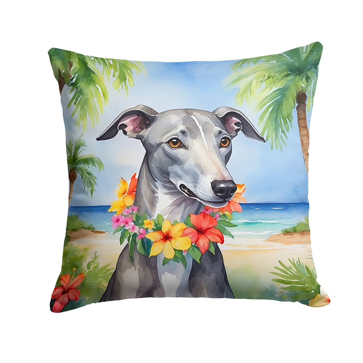 14 x 14 in. Greyhound Luau Throw Pillow